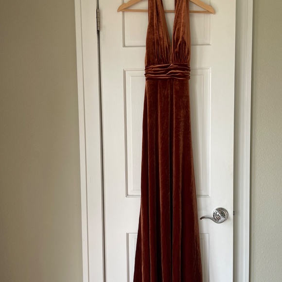 Revelry - Dylan Velvet Dress, Rust - Picture 5 of 11